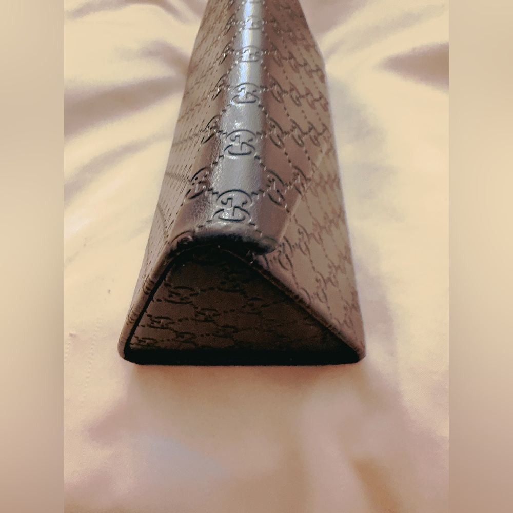 Gucci Triangular Prism Tri Fold Brown Leather Sun… - image 7